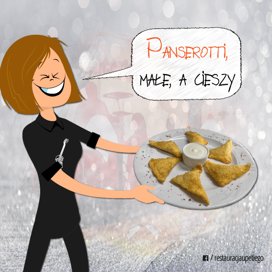 Zdjęcie przedstawia panserotti - małą przekąskę serwowaną w restauracji U Petiego
